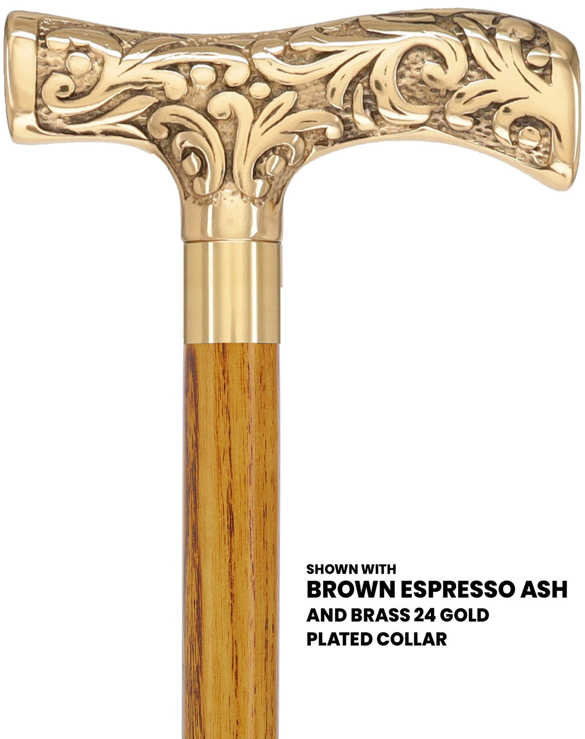 Premium Brass T-shaped Handle Walking Cane: Custom Shaft & Collar Brass Walking Canes - Tophatter Daily Deals