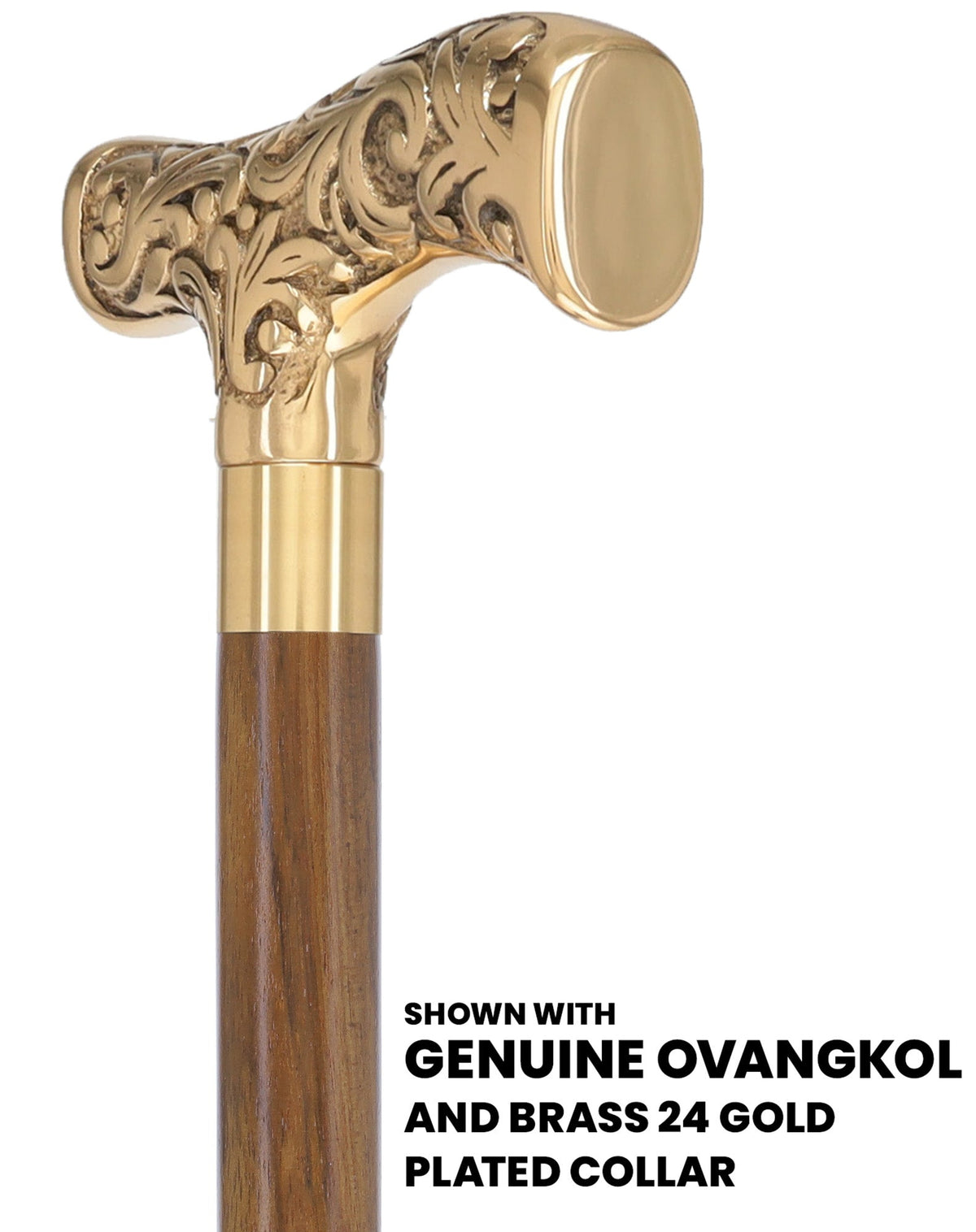 Premium Brass T-shaped Handle Walking Cane: Custom Shaft & Collar Brass Walking Canes - Tophatter Daily Deals
