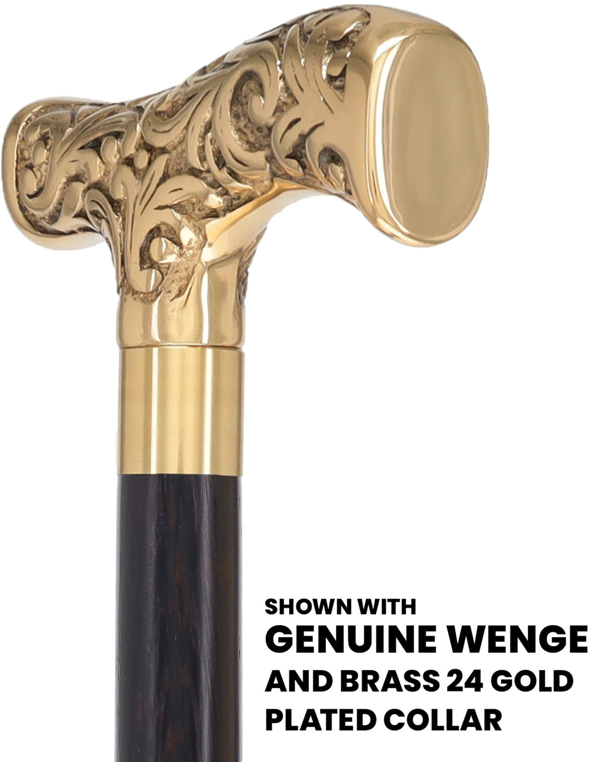 Premium Brass T-shaped Handle Walking Cane: Custom Shaft & Collar Brass Walking Canes - Tophatter Daily Deals