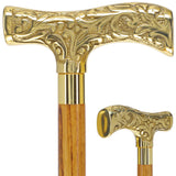 Premium Brass T-shaped Handle Walking Cane: Custom Shaft & Collar Brass Walking Canes - Tophatter Daily Deals