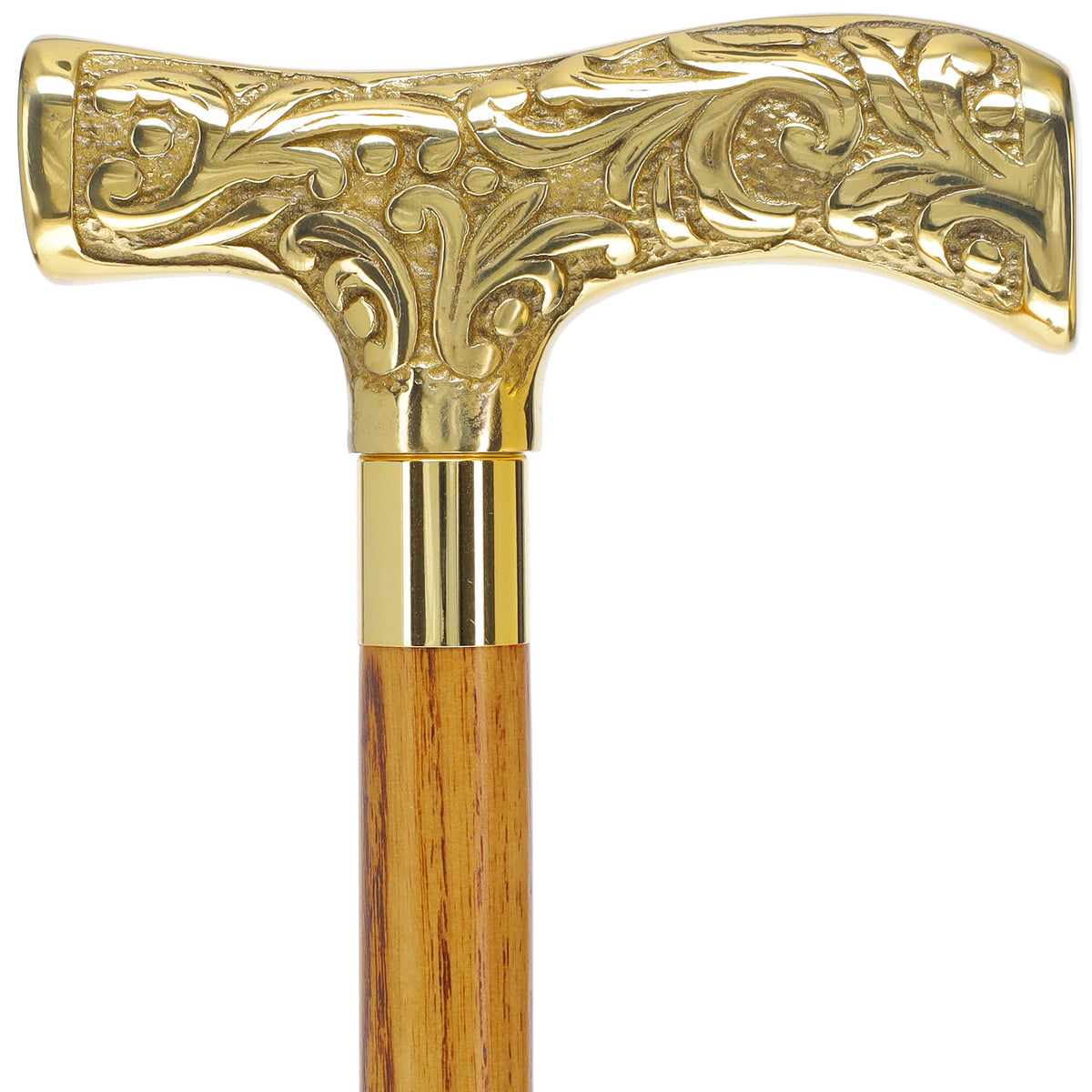 Premium Brass T-shaped Handle Walking Cane: Custom Shaft & Collar Brass Walking Canes - Tophatter Daily Deals