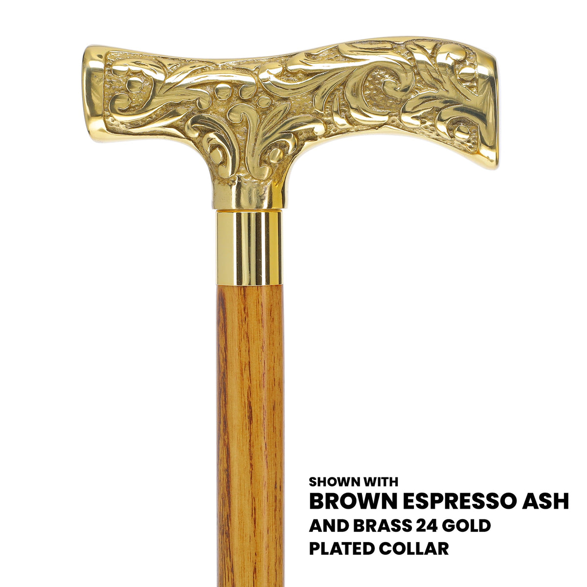 Premium Brass T-shaped Handle Walking Cane: Custom Shaft & Collar Brass Walking Canes - Tophatter Daily Deals