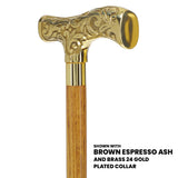 Premium Brass T-shaped Handle Walking Cane: Custom Shaft & Collar Brass Walking Canes - Tophatter Daily Deals