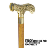 Premium Brass T-shaped Handle Walking Cane: Custom Shaft & Collar Brass Walking Canes - Tophatter Daily Deals