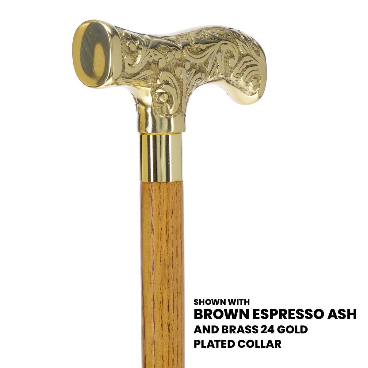 Premium Brass T-shaped Handle Walking Cane: Custom Shaft & Collar Brass Walking Canes - Tophatter Daily Deals