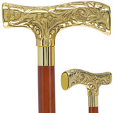 Premium Brass T-shaped Handle Walking Cane: Custom Shaft & Collar Brass Walking Canes - Tophatter Daily Deals