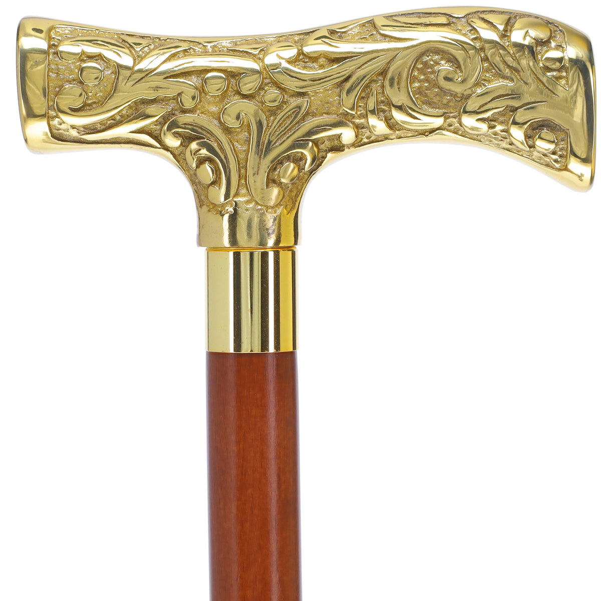 Premium Brass T-shaped Handle Walking Cane: Custom Shaft & Collar Brass Walking Canes - Tophatter Daily Deals