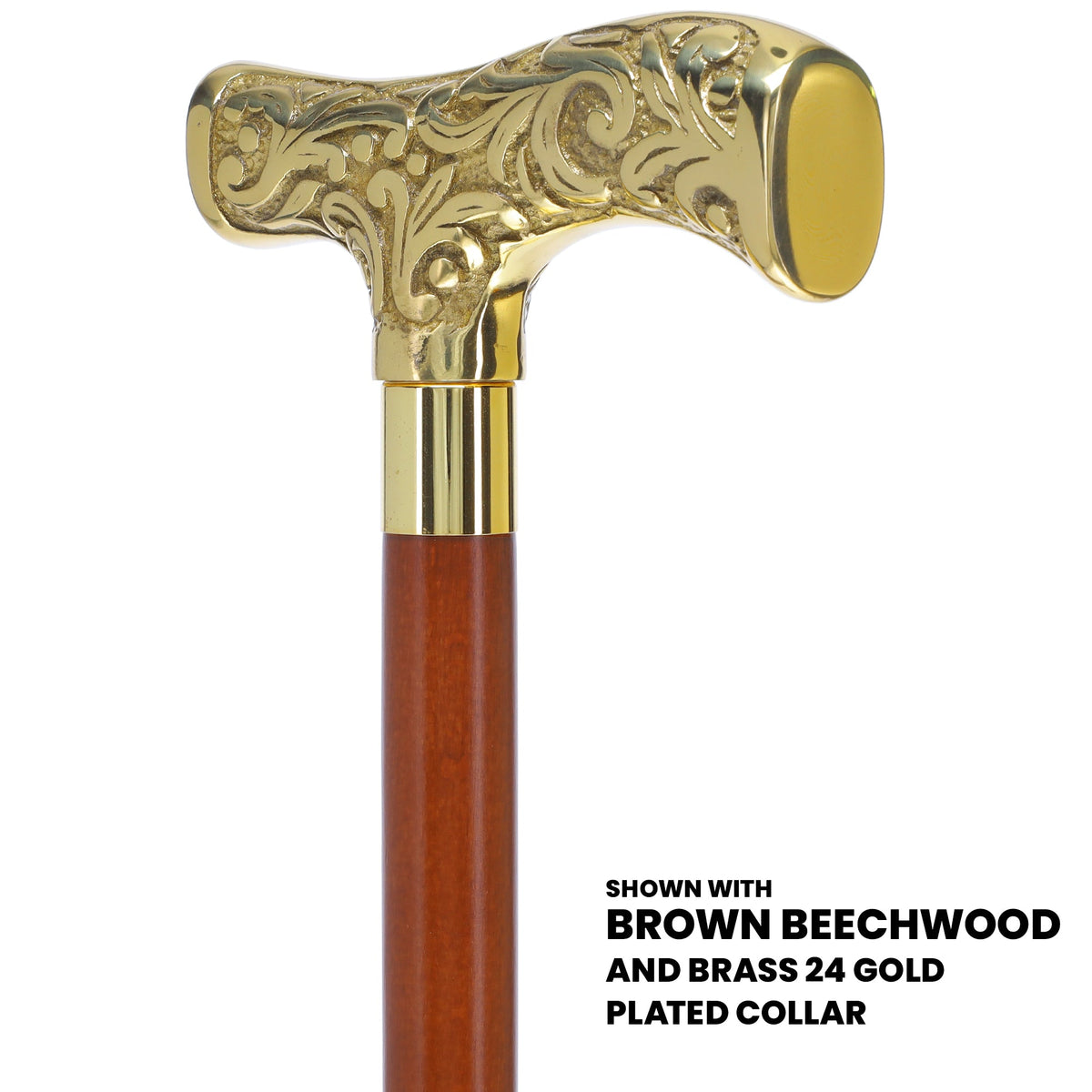 Premium Brass T-shaped Handle Walking Cane: Custom Shaft & Collar Brass Walking Canes - Tophatter Daily Deals