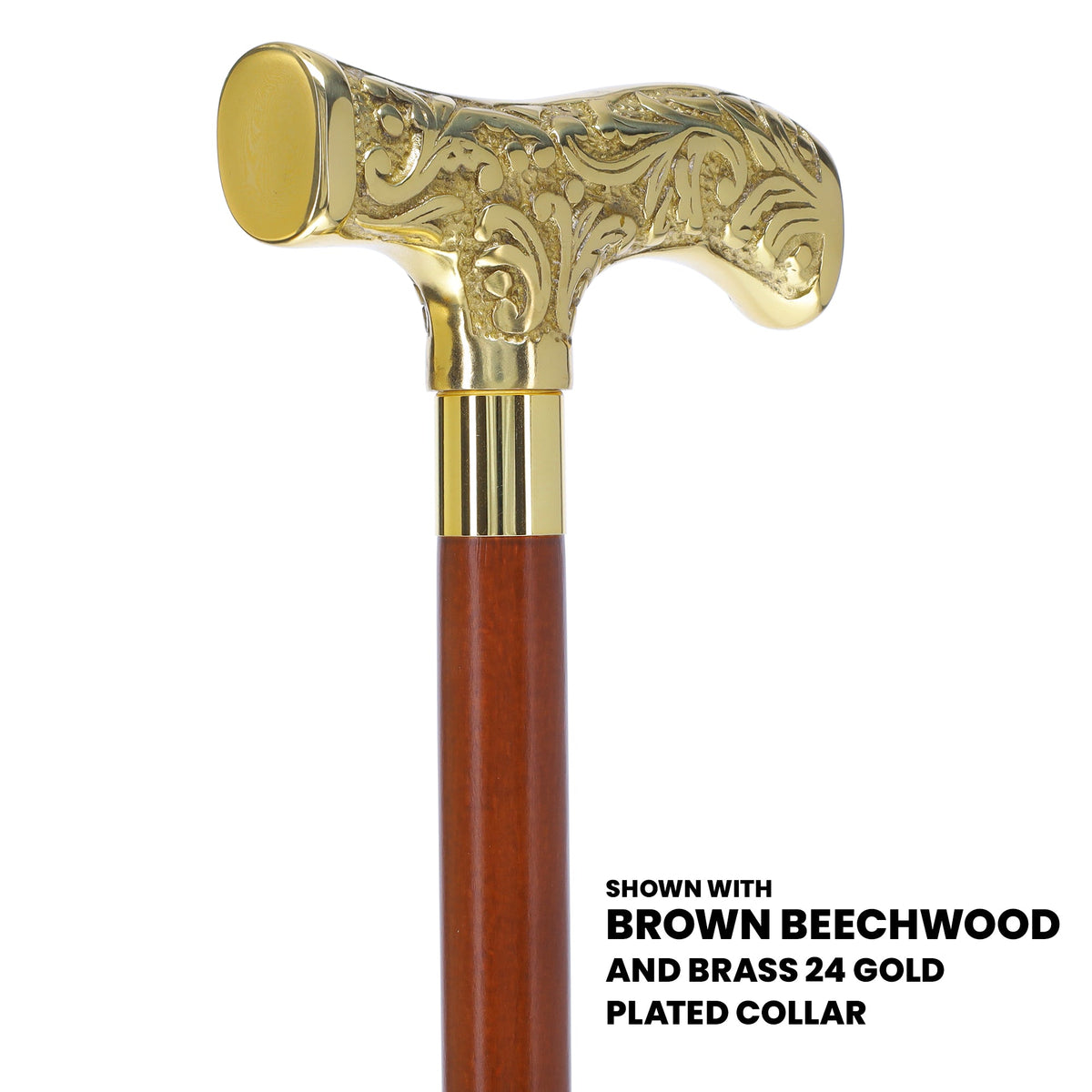 Premium Brass T-shaped Handle Walking Cane: Custom Shaft & Collar Brass Walking Canes - Tophatter Daily Deals