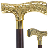Premium Brass T-shaped Handle Walking Cane: Custom Shaft & Collar Brass Walking Canes - Tophatter Daily Deals