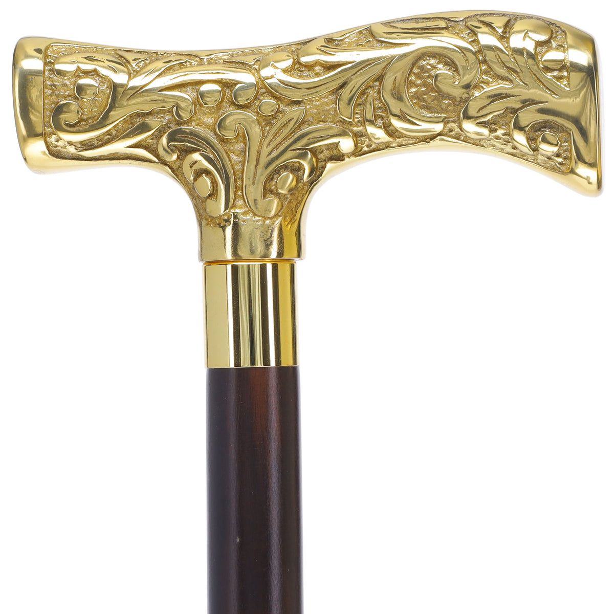 Premium Brass T-shaped Handle Walking Cane: Custom Shaft & Collar Brass Walking Canes - Tophatter Daily Deals