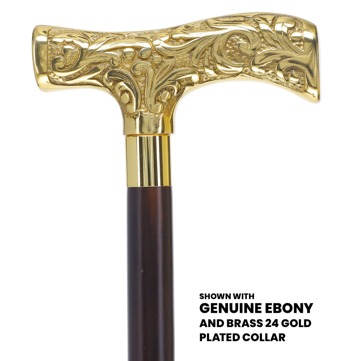 Premium Brass T-shaped Handle Walking Cane: Custom Shaft & Collar Brass Walking Canes - Tophatter Daily Deals