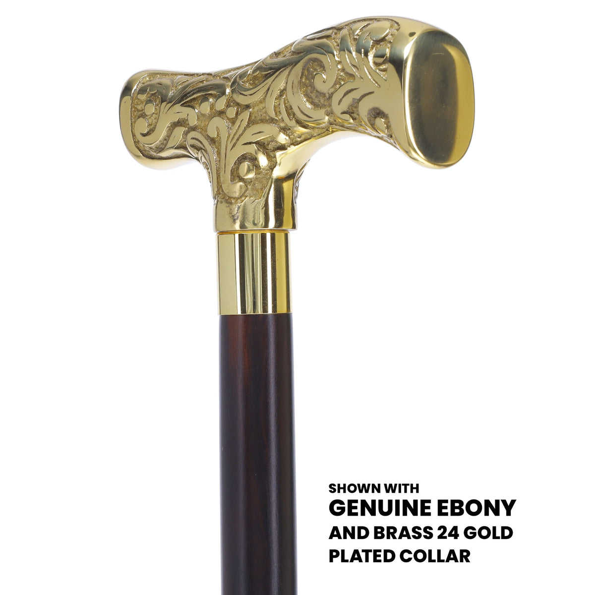 Premium Brass T-shaped Handle Walking Cane: Custom Shaft & Collar Brass Walking Canes - Tophatter Daily Deals