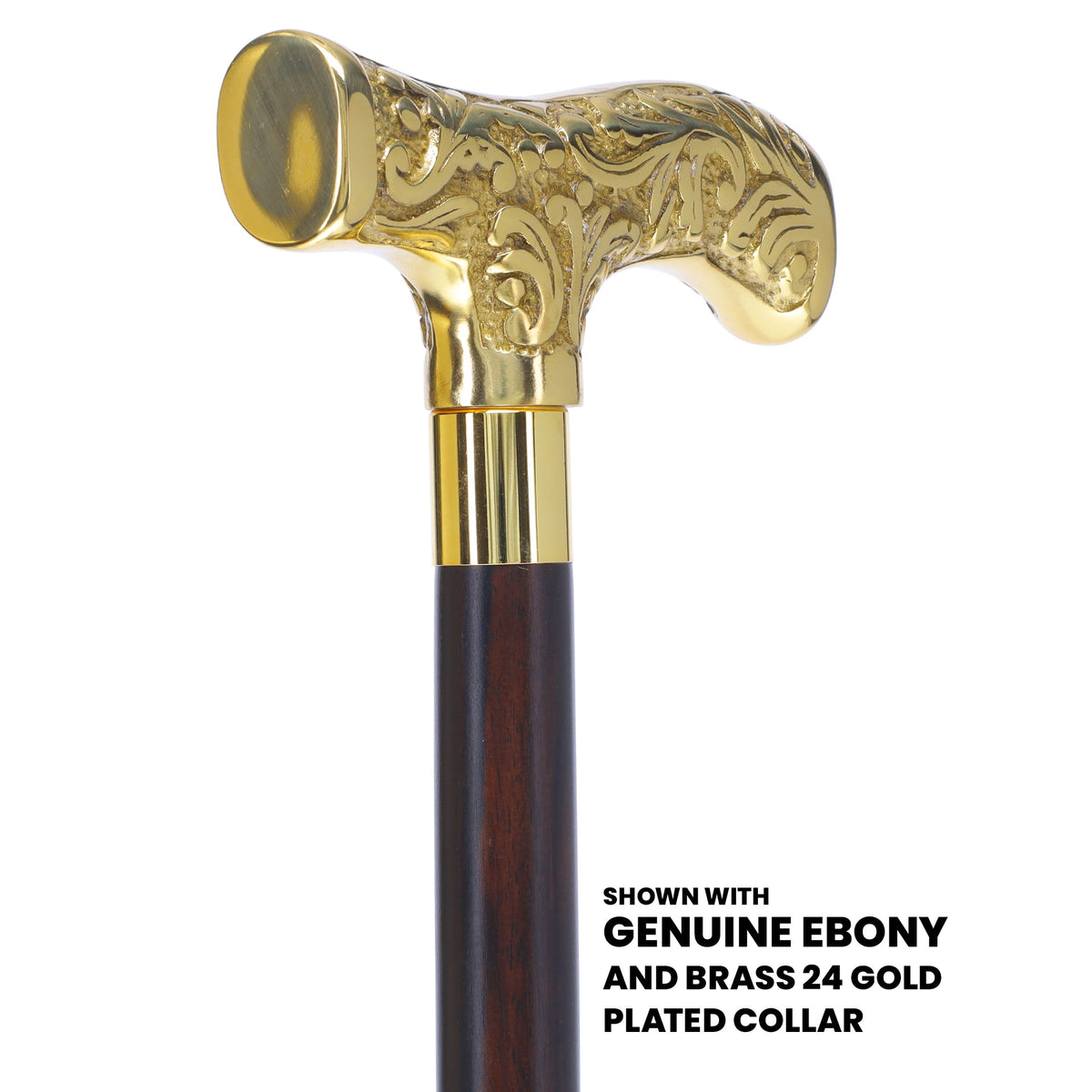 Premium Brass T-shaped Handle Walking Cane: Custom Shaft & Collar Brass Walking Canes - Tophatter Daily Deals