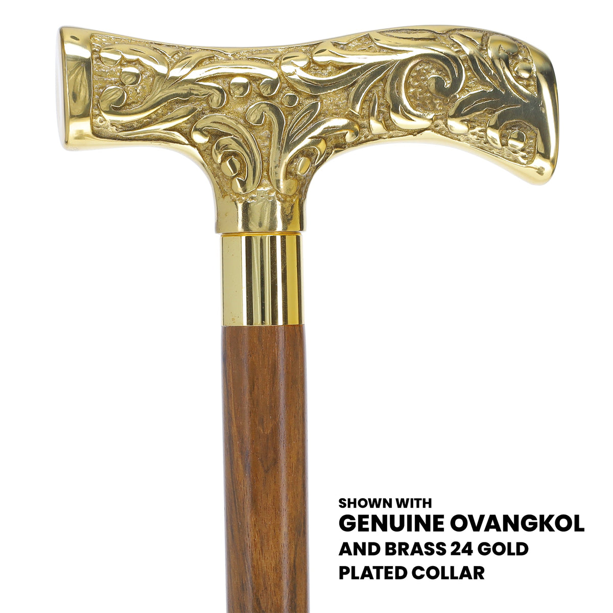 Premium Brass T-shaped Handle Walking Cane: Custom Shaft & Collar Brass Walking Canes - Tophatter Daily Deals