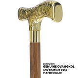 Premium Brass T-shaped Handle Walking Cane: Custom Shaft & Collar Brass Walking Canes - Tophatter Daily Deals