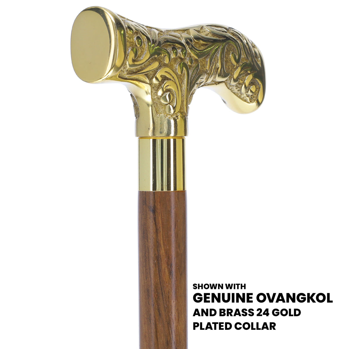 Premium Brass T-shaped Handle Walking Cane: Custom Shaft & Collar Brass Walking Canes - Tophatter Daily Deals