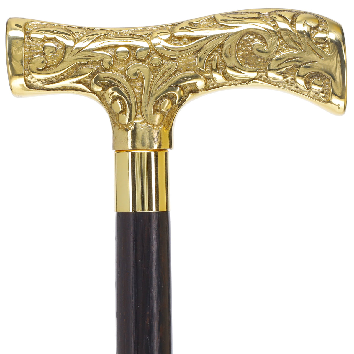 Premium Brass T-shaped Handle Walking Cane: Custom Shaft & Collar Brass Walking Canes - Tophatter Daily Deals