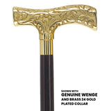 Premium Brass T-shaped Handle Walking Cane: Custom Shaft & Collar Brass Walking Canes - Tophatter Daily Deals