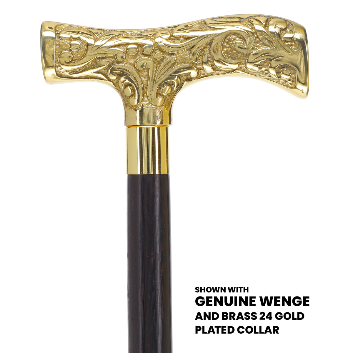 Premium Brass T-shaped Handle Walking Cane: Custom Shaft & Collar Brass Walking Canes - Tophatter Daily Deals