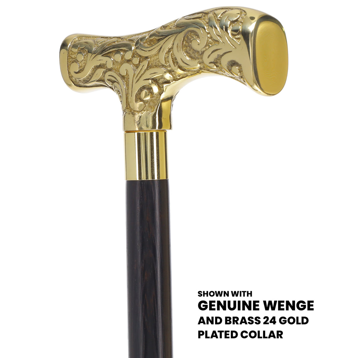 Premium Brass T-shaped Handle Walking Cane: Custom Shaft & Collar Brass Walking Canes - Tophatter Daily Deals