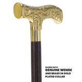 Premium Brass T-shaped Handle Walking Cane: Custom Shaft & Collar Brass Walking Canes - Tophatter Daily Deals
