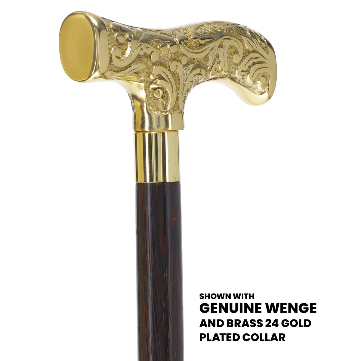 Premium Brass T-shaped Handle Walking Cane: Custom Shaft & Collar Brass Walking Canes - Tophatter Daily Deals