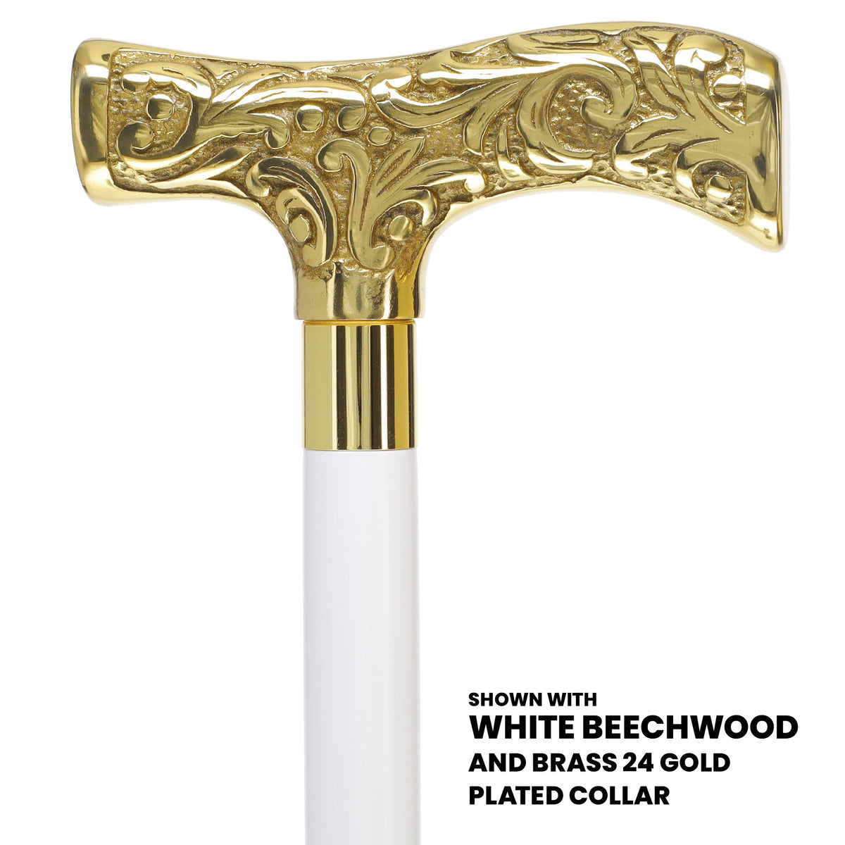 Premium Brass T-shaped Handle Walking Cane: Custom Shaft & Collar Brass Walking Canes - Tophatter Daily Deals