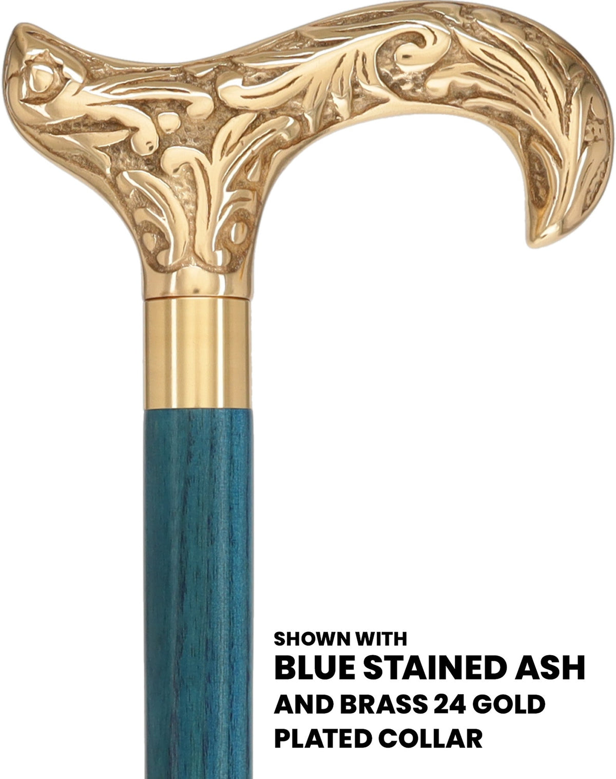 Premium Brass Derby Handle Cane: Stained Custom Color Shaft Brass Walking Canes - Tophatter Daily Deals