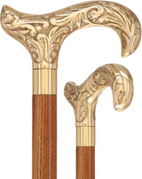 Premium Brass Derby Handle Cane: Stained Custom Color Shaft Brown (Espresso) Brass Walking Canes - Tophatter Daily Deals