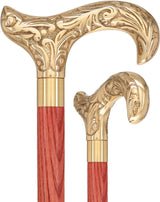 Premium Brass Derby Handle Cane: Stained Custom Color Shaft Red Brass Walking Canes - Tophatter Daily Deals
