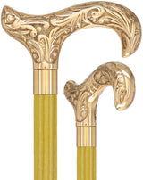 Premium Brass Derby Handle Cane: Stained Custom Color Shaft Yellow Brass Walking Canes - Tophatter Daily Deals