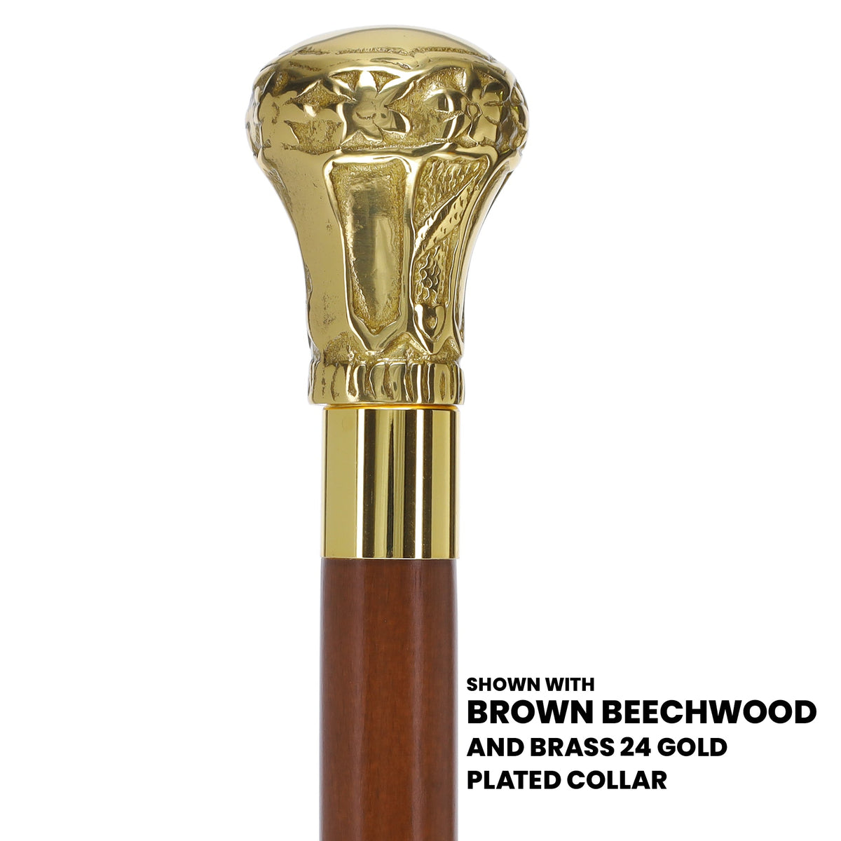 Premium Brass Knob Walking Cane: Custom Shaft & Collar Brass Walking Canes - Tophatter Daily Deals