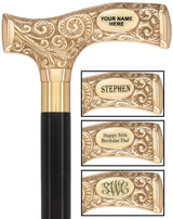 Make It Yours: Premium Brass Cane w/ Personalized Engraving Black Beechwood Walking Cane Engraving - Tophatter Daily Deals