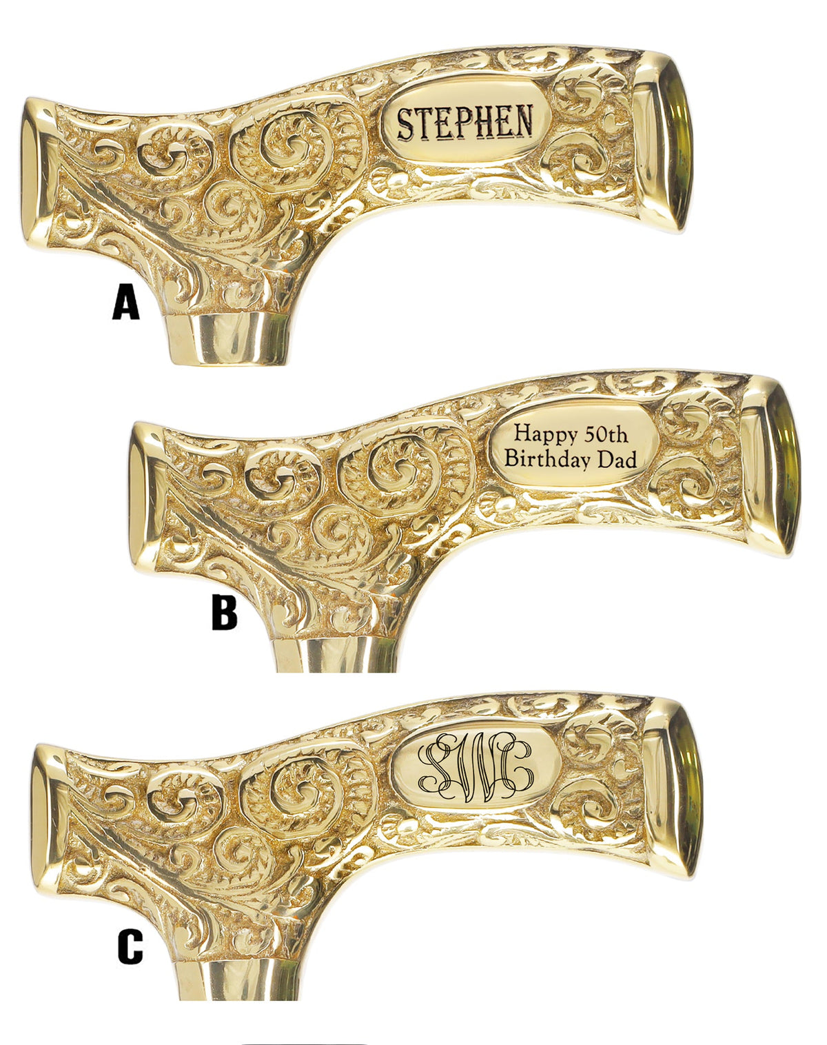 Make It Yours: Premium Brass Cane w/ Personalized Engraving Walking Cane Engraving - Tophatter Daily Deals