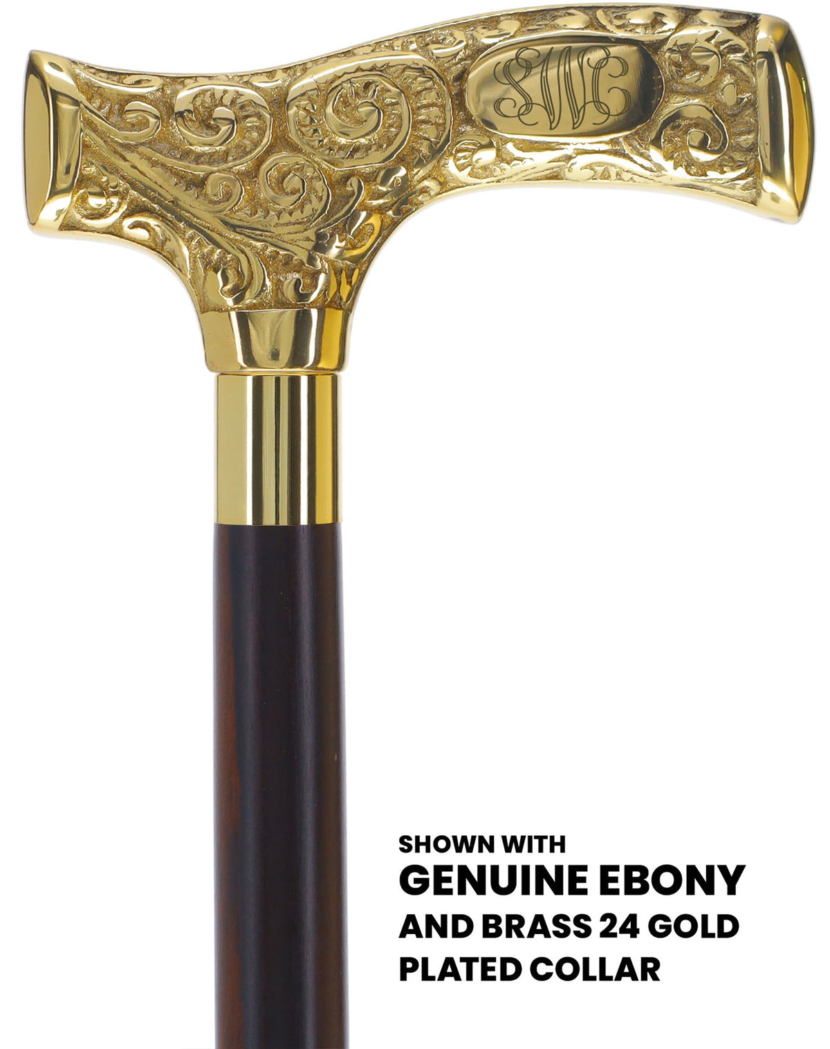 Make It Yours: Premium Brass Cane w/ Personalized Engraving Genuine Ebony (+$170.00) Walking Cane Engraving - Tophatter Daily Deals