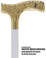 Make It Yours: Premium Brass Cane w/ Personalized Engraving White Beechwood Walking Cane Engraving - Tophatter Daily Deals
