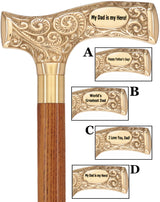 Father's Day Engraved Premium Brass Fritz Handle Walking Cane Ash (Brown Espresso) (+$7.00) Walking Cane Engraving - Tophatter Daily Deals