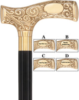 Father's Day Engraved Premium Brass Fritz Handle Walking Cane Walking Cane Engraving - Tophatter Daily Deals