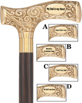 Father's Day Engraved Premium Brass Fritz Handle Walking Cane Genuine Ebony (+$170.00) Walking Cane Engraving - Tophatter Daily Deals