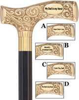 Father's Day Engraved Premium Brass Fritz Handle Walking Cane Genuine Wenge (+$28.00) Walking Cane Engraving - Tophatter Daily Deals