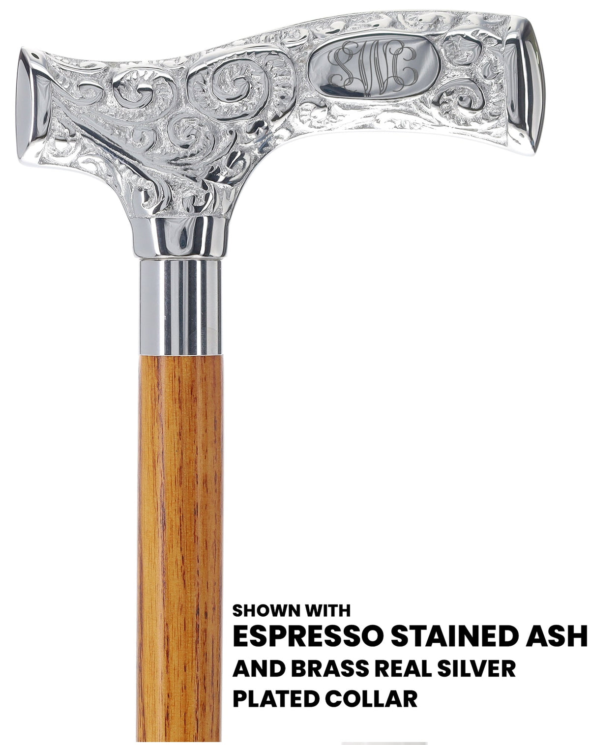 Make It Yours: Premium Chrome Cane w/ Personalized Engraving Ash (Brown Espresso) (+$7.00) Walking Cane Engraving - Tophatter Daily Deals