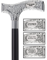 Make It Yours: Premium Chrome Cane w/ Personalized Engraving Walking Cane Engraving - Tophatter Daily Deals