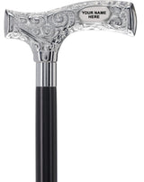 Make It Yours: Premium Chrome Cane w/ Personalized Engraving Walking Cane Engraving - Tophatter Daily Deals