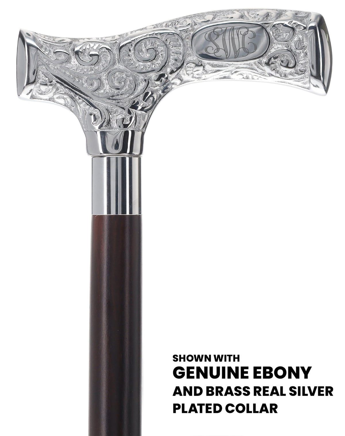 Make It Yours: Premium Chrome Cane w/ Personalized Engraving Genuine Ebony (+$170.00) Walking Cane Engraving - Tophatter Daily Deals