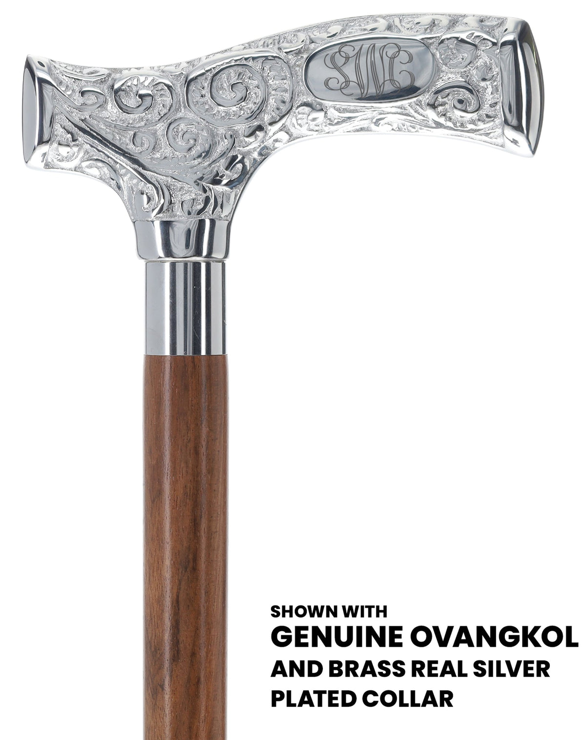 Make It Yours: Premium Chrome Cane w/ Personalized Engraving Genuine Ovangkol (+$19.00) Walking Cane Engraving - Tophatter Daily Deals