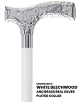 Make It Yours: Premium Chrome Cane w/ Personalized Engraving White Beechwood Walking Cane Engraving - Tophatter Daily Deals