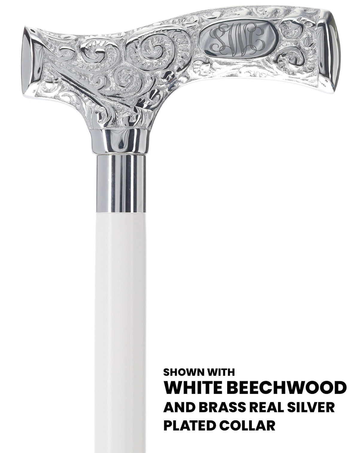 Make It Yours: Premium Chrome Cane w/ Personalized Engraving White Beechwood Walking Cane Engraving - Tophatter Daily Deals