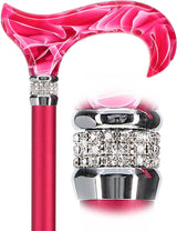 Vibrant Hot Pink Pearlz Rhinestone Orthopedic Derby Cane Pearl Swirl Lucite Designer Walking Canes - Tophatter Daily Deals