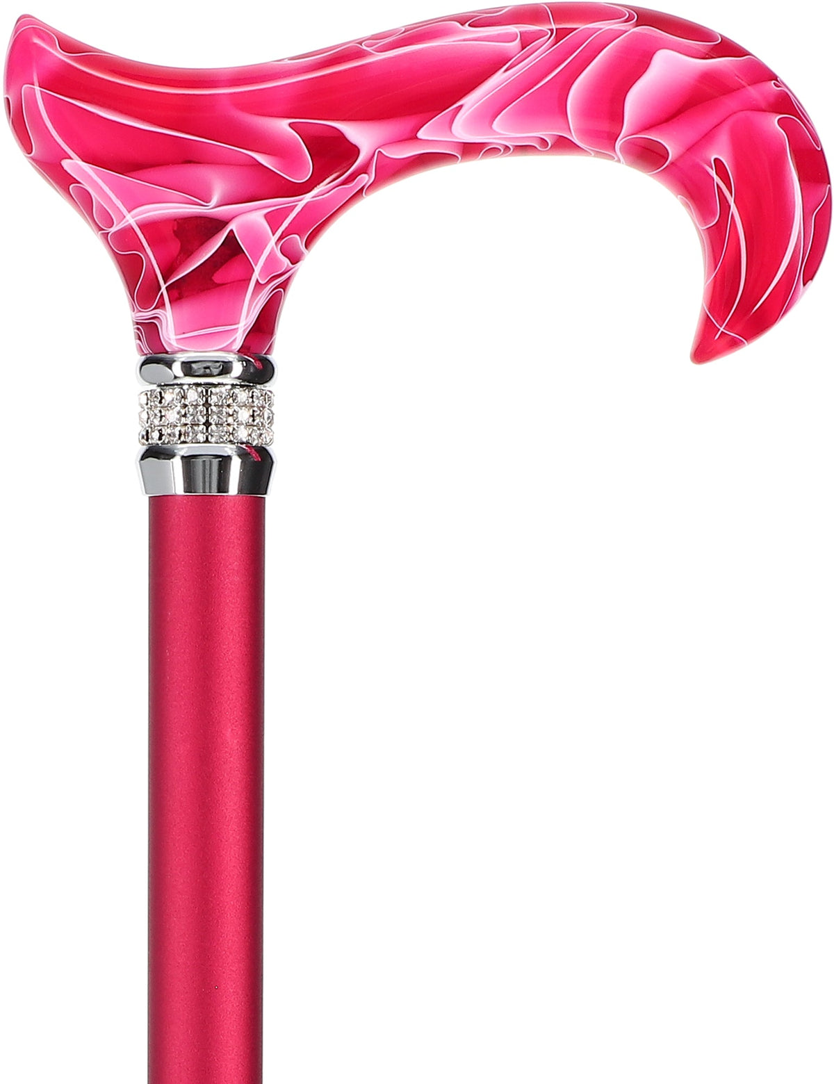 Vibrant Hot Pink Pearlz Rhinestone Orthopedic Derby Cane Pearl Swirl Lucite Designer Walking Canes - Tophatter Daily Deals